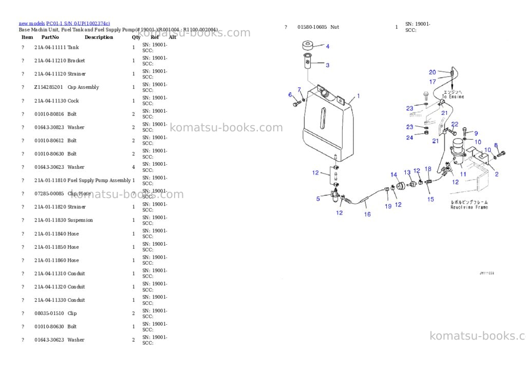Komatsu PC01-1 S/N 0-UP Parts catalog cover Page 5