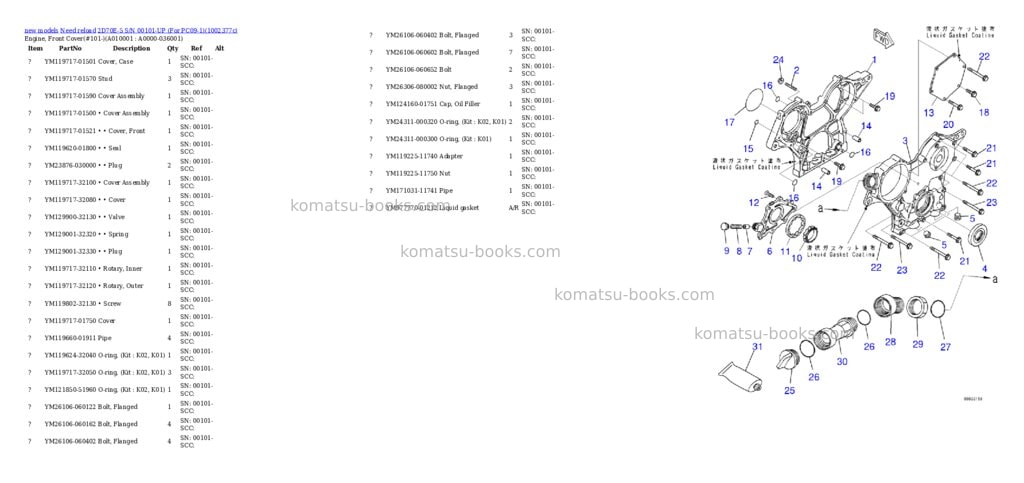 Komatsu 2D70E-5 S/N 00101-UP (For PC09-1) Parts catalog cover Page 8
