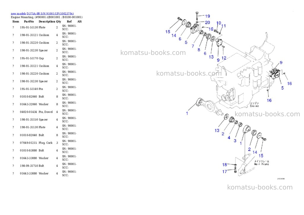 Komatsu D375A-8R S/N 91001-UP Parts catalog cover Komatsu D375A-8R S/N 91001-UP Parts catalog cover