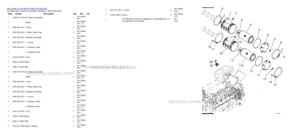 Komatsu D375A-8R S/N 91001-UP Parts catalog cover Page 3 Komatsu D375A-8R S/N 91001-UP Parts catalog cover Page 3