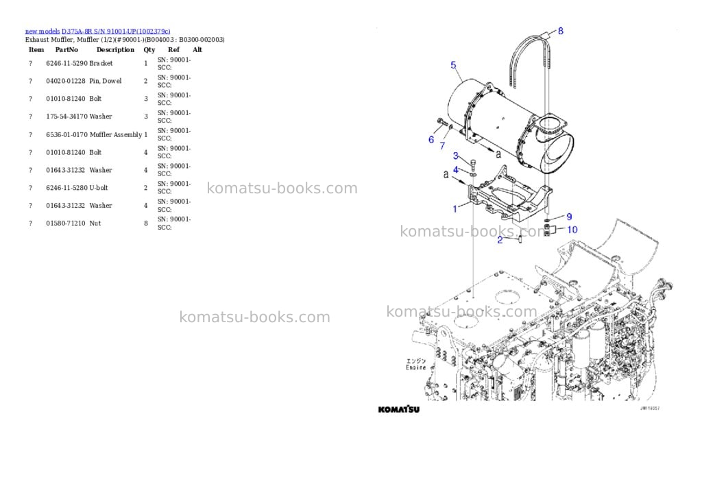 Komatsu D375A-8R S/N 91001-UP Parts catalog cover Page 7 Komatsu D375A-8R S/N 91001-UP Parts catalog cover Page 7