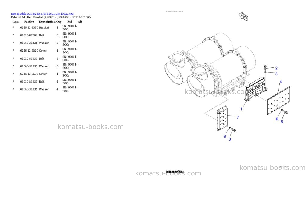 Komatsu D375A-8R S/N 91001-UP Parts catalog cover Page 9 Komatsu D375A-8R S/N 91001-UP Parts catalog cover Page 9