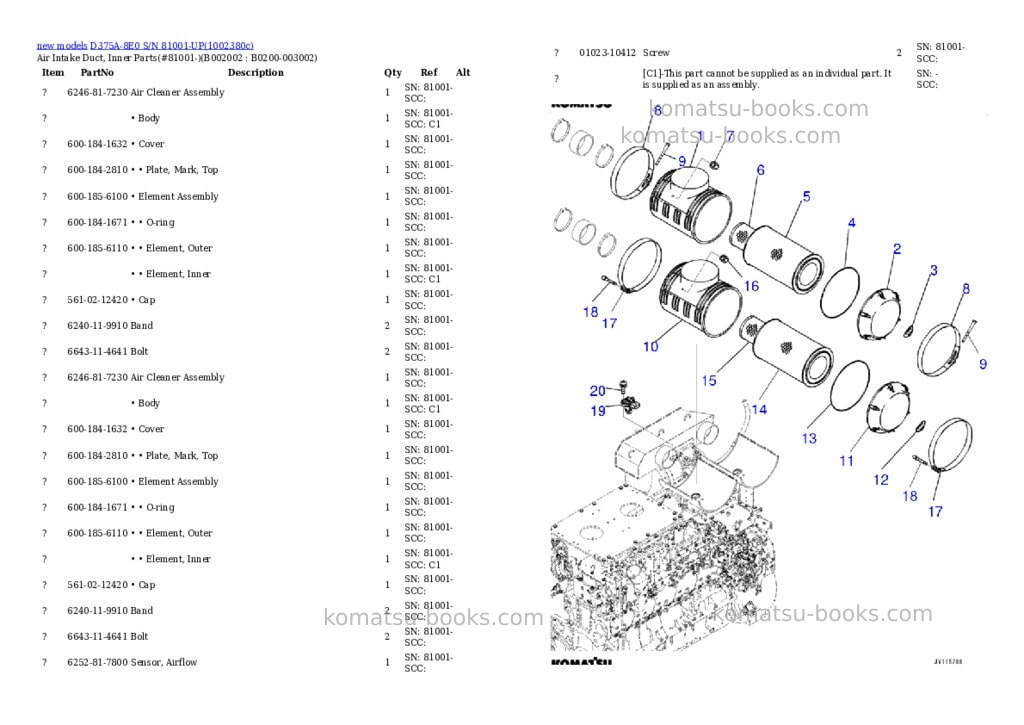Komatsu D375A-8E0 S/N 81001-UP Parts catalog cover Page 3 Komatsu D375A-8E0 S/N 81001-UP Parts catalog cover Page 3