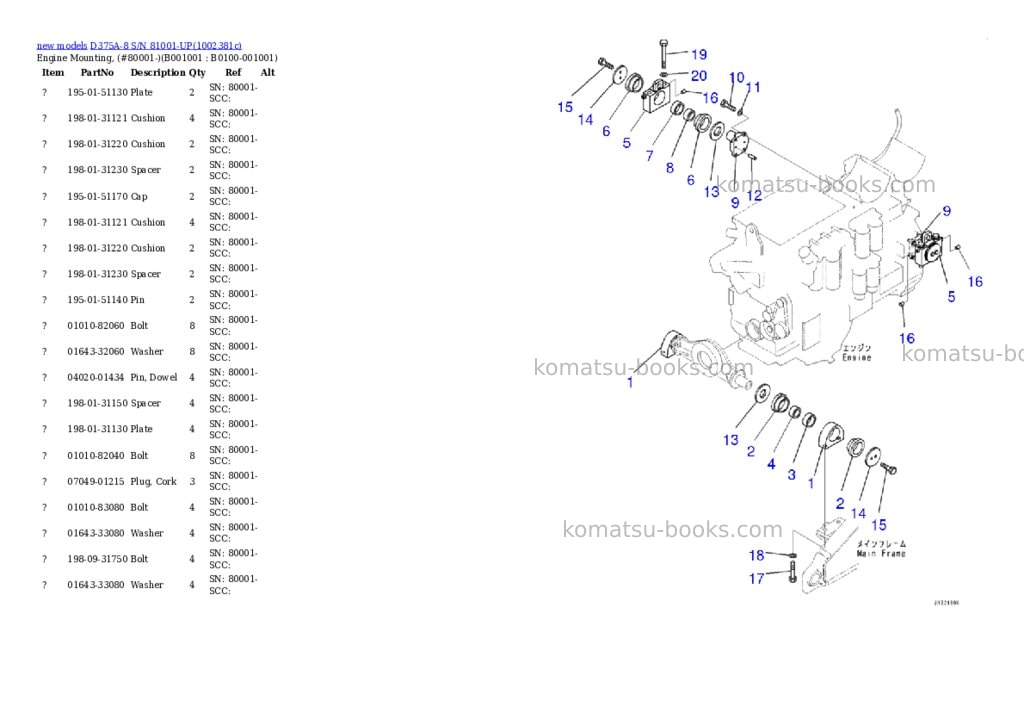 Komatsu D375A-8 S/N 81001-UP Parts catalog cover Komatsu D375A-8 S/N 81001-UP Parts catalog cover