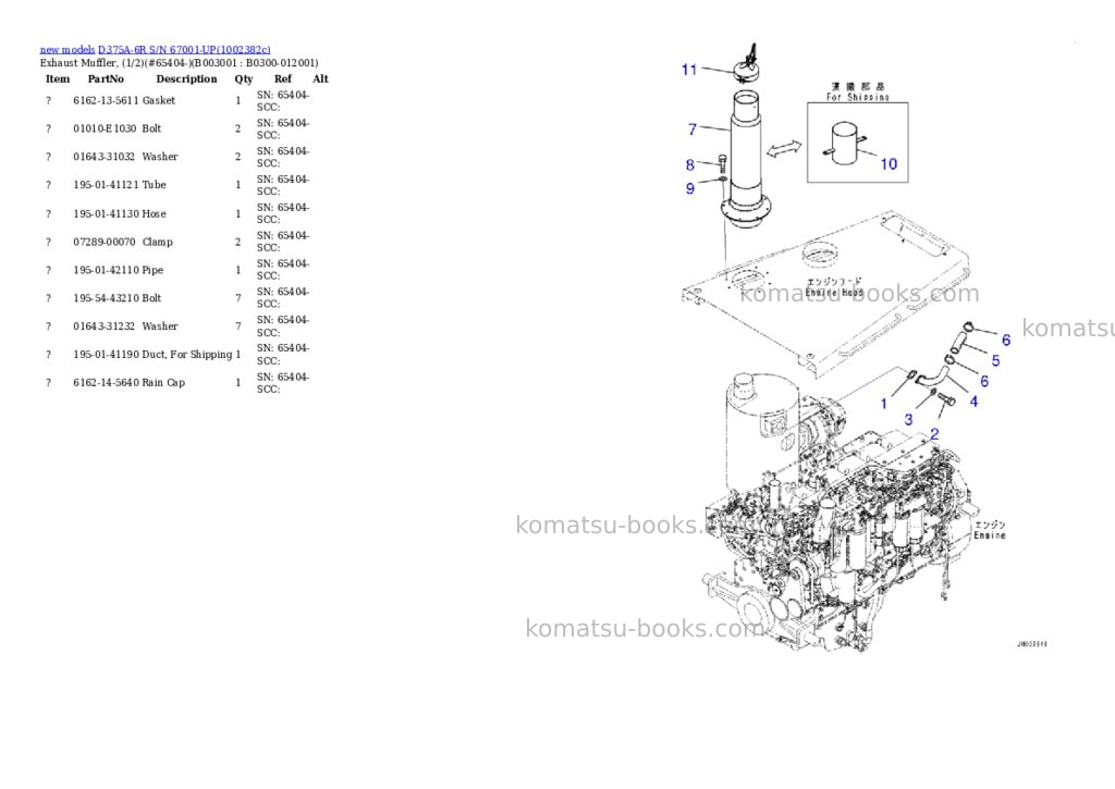Komatsu D375A-6R S/N 67001-UP Parts catalog cover Page 4 Komatsu D375A-6R S/N 67001-UP Parts catalog cover Page 4