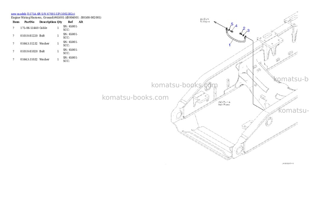 Komatsu D375A-6R S/N 67001-UP Parts catalog cover Page 5 Komatsu D375A-6R S/N 67001-UP Parts catalog cover Page 5
