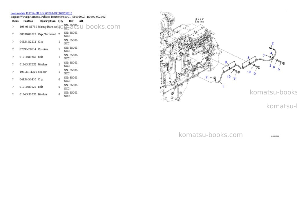 Komatsu D375A-6R S/N 67001-UP Parts catalog cover Page 6 Komatsu D375A-6R S/N 67001-UP Parts catalog cover Page 6
