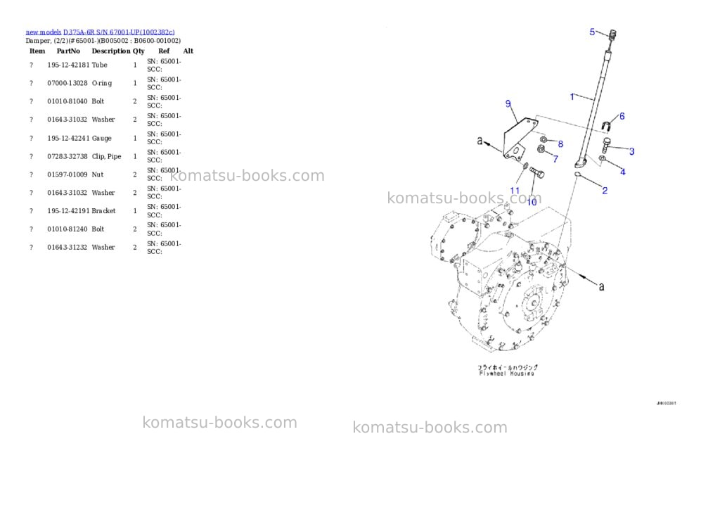 Komatsu D375A-6R S/N 67001-UP Parts catalog cover Page 9 Komatsu D375A-6R S/N 67001-UP Parts catalog cover Page 9