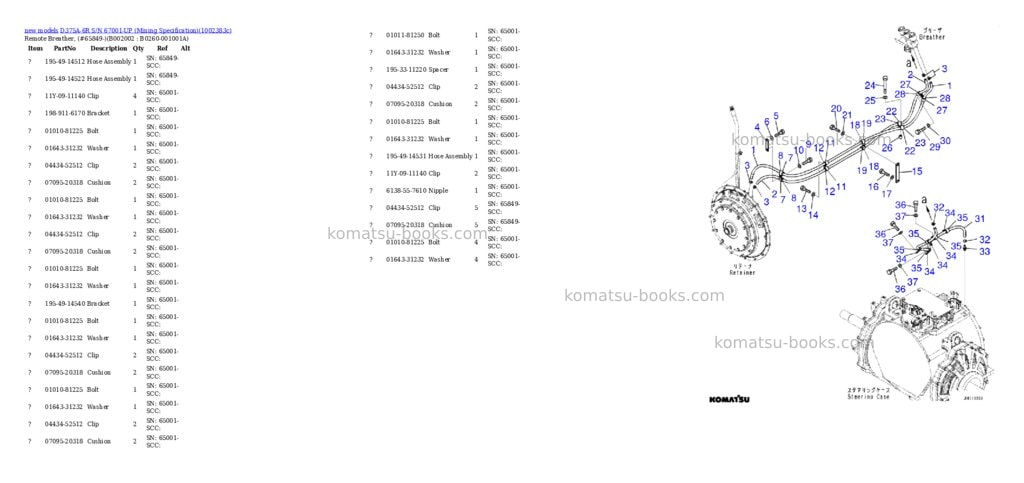 Komatsu D375A-6R S/N 67001-UP (Mining Specification) Parts catalog cover Page 3