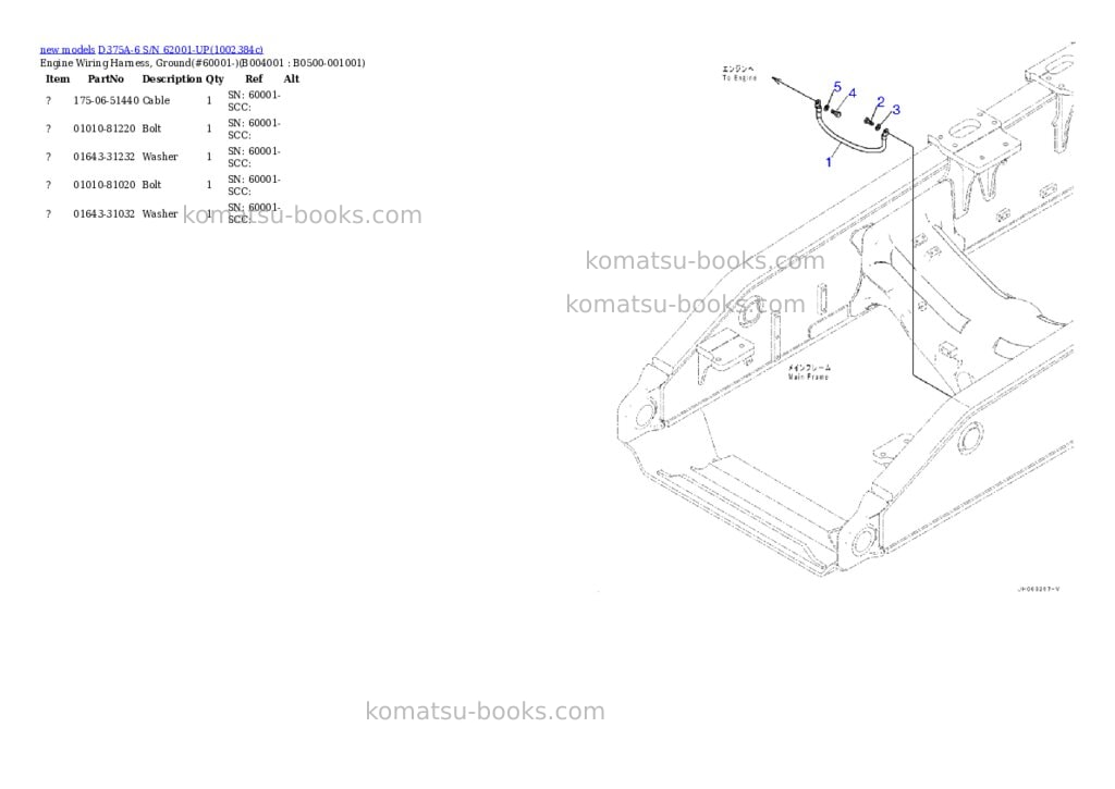 Komatsu D375A-6 S/N 62001-UP Parts catalog cover Page 5 Komatsu D375A-6 S/N 62001-UP Parts catalog cover Page 5