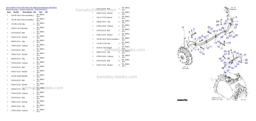 Komatsu D375A-6 S/N 62001-UP (Mining Specification) Parts catalog cover Page 3
