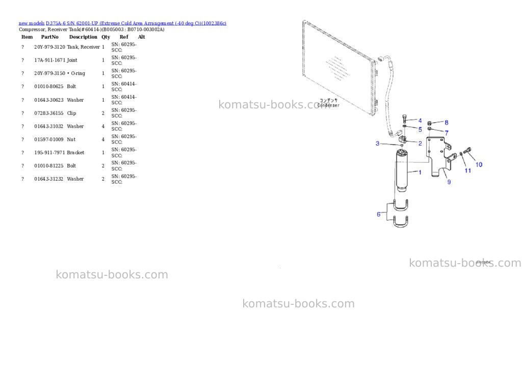 Komatsu D375A-6 S/N 62001-UP (Extreme Cold Area Arrangement (-40 deg C)) Parts catalog cover Page 10 Komatsu D375A-6 S/N 62001-UP (Extreme Cold Area Arrangement (-40 deg C)) Parts catalog cover Page 10