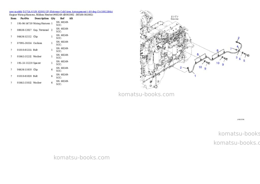 Komatsu D375A-6 S/N 62001-UP (Extreme Cold Area Arrangement (-40 deg C)) Parts catalog cover Page 4 Komatsu D375A-6 S/N 62001-UP (Extreme Cold Area Arrangement (-40 deg C)) Parts catalog cover Page 4