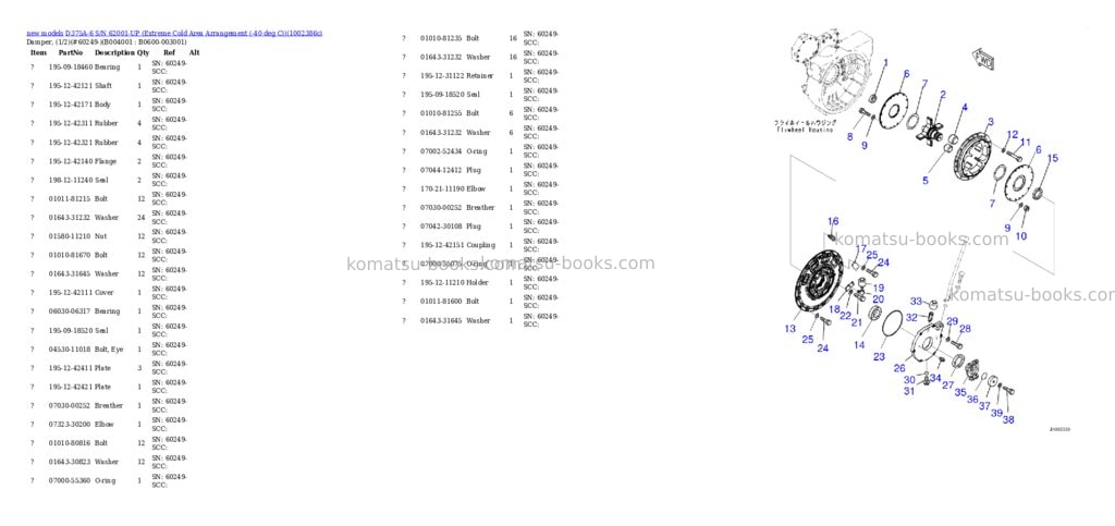 Komatsu D375A-6 S/N 62001-UP (Extreme Cold Area Arrangement (-40 deg C)) Parts catalog cover Page 6 Komatsu D375A-6 S/N 62001-UP (Extreme Cold Area Arrangement (-40 deg C)) Parts catalog cover Page 6