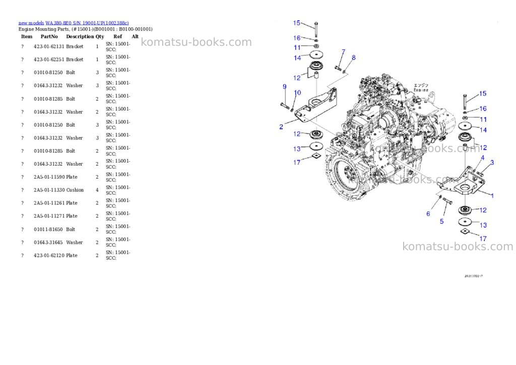 Komatsu WA380-8E0 S/N 19001-UP Parts catalog cover Komatsu WA380-8E0 S/N 19001-UP Parts catalog cover