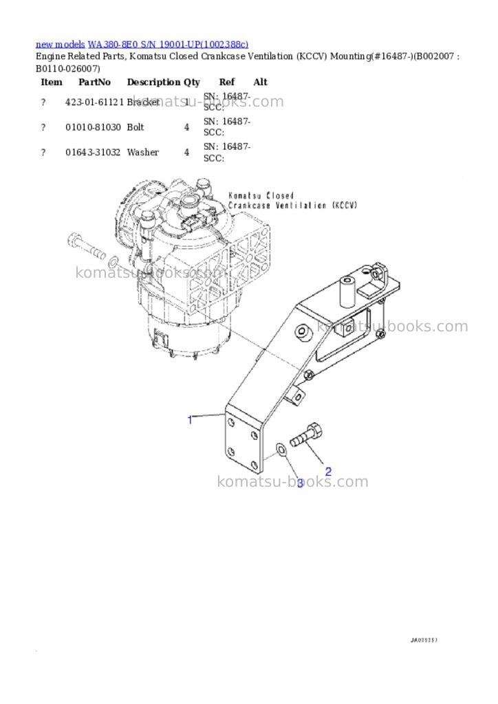 Komatsu WA380-8E0 S/N 19001-UP Parts catalog cover Page 8 Komatsu WA380-8E0 S/N 19001-UP Parts catalog cover Page 8