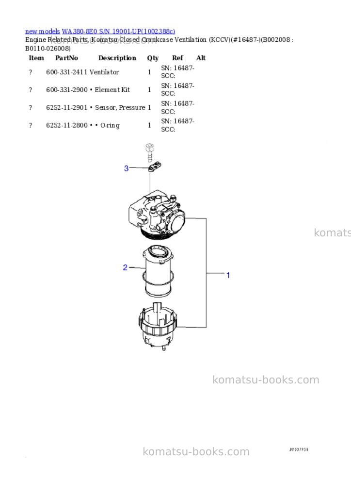 Komatsu WA380-8E0 S/N 19001-UP Parts catalog cover Page 9 Komatsu WA380-8E0 S/N 19001-UP Parts catalog cover Page 9