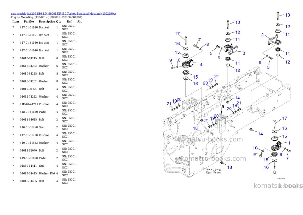Komatsu WA200-8E0 S/N 96001-UP (E0 Turkey Standard Machine) Parts catalog cover Page 2
