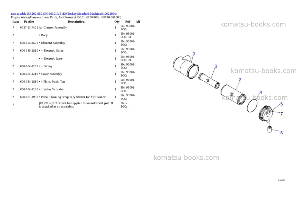 Komatsu WA200-8E0 S/N 96001-UP (E0 Turkey Standard Machine) Parts catalog cover Page 7