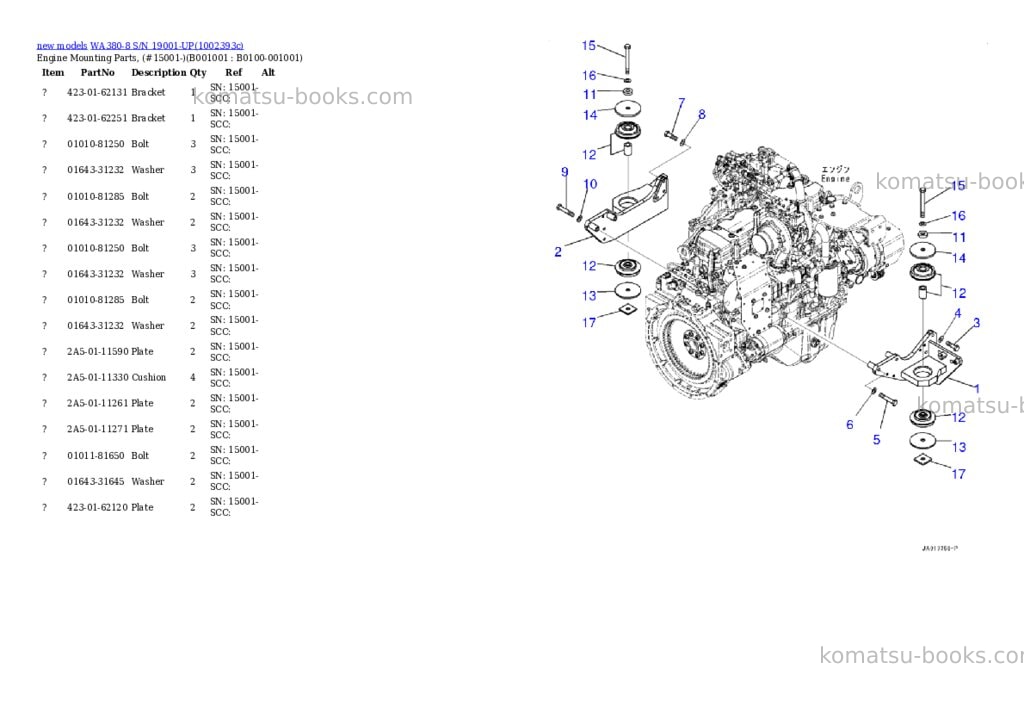 Komatsu WA380-8 S/N 19001-UP Parts catalog cover
