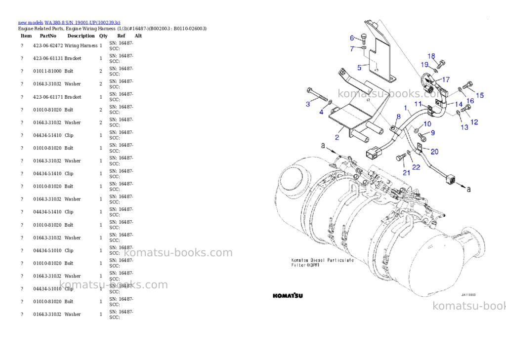 Komatsu WA380-8 S/N 19001-UP Parts catalog cover Page 4