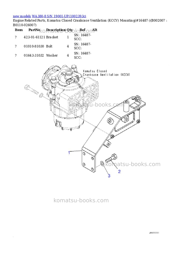 Komatsu WA380-8 S/N 19001-UP Parts catalog cover Page 8