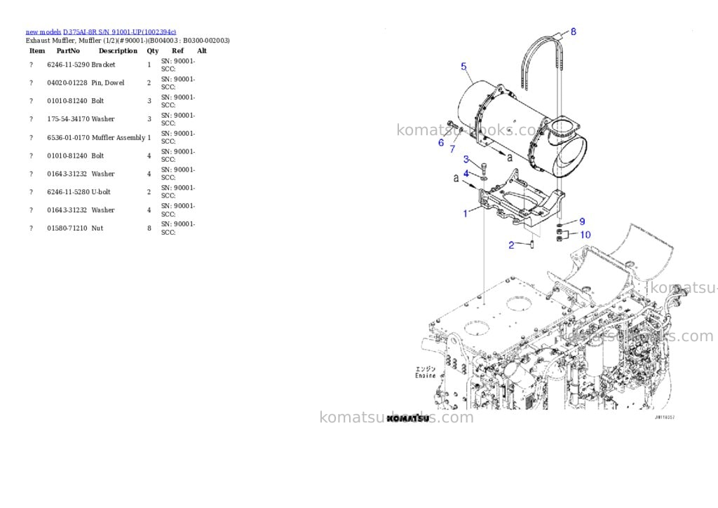 Komatsu D375AI-8R S/N 91001-UP Parts catalog cover Page 8 Komatsu D375AI-8R S/N 91001-UP Parts catalog cover Page 8