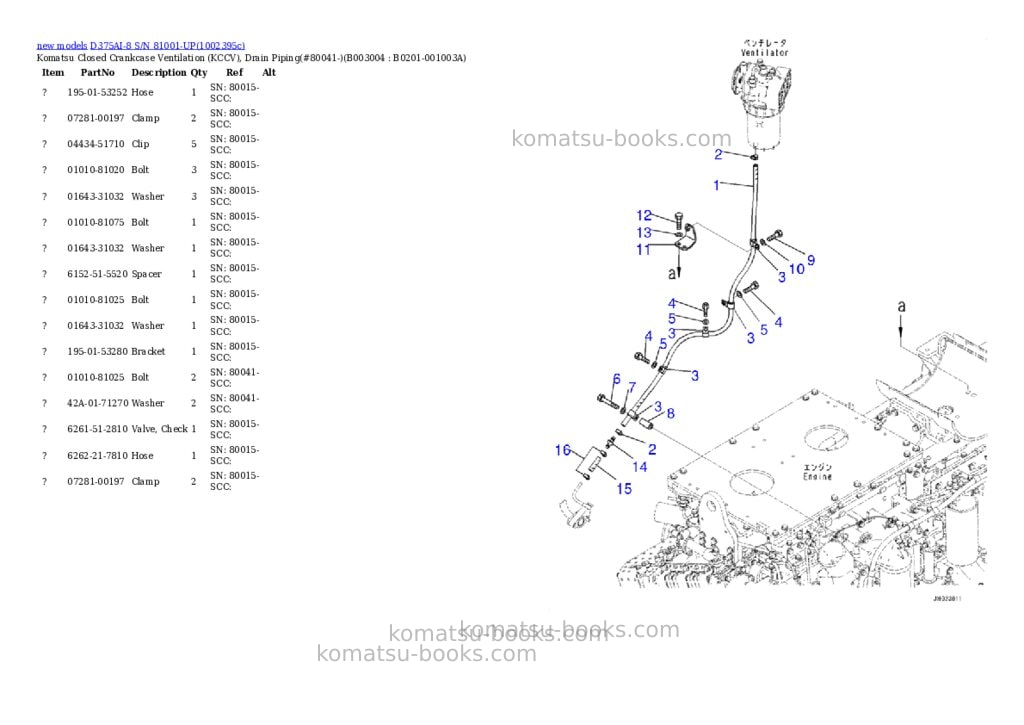 Komatsu D375AI-8 S/N 81001-UP Parts catalog cover Page 7