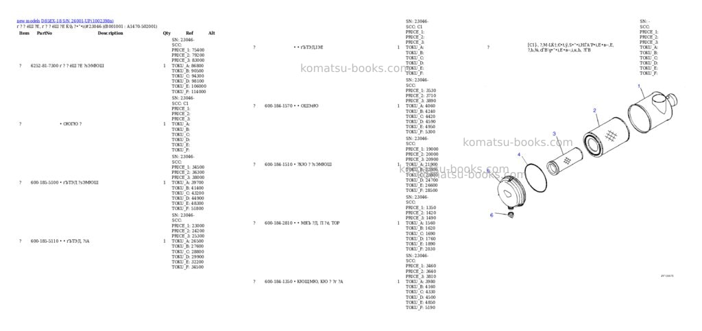 Komatsu D85EX-18 S/N 26001-UP Parts catalog cover