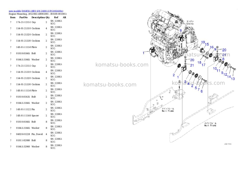 Komatsu D85EXI-18E0 S/N 26001-UP Parts catalog cover Page 3