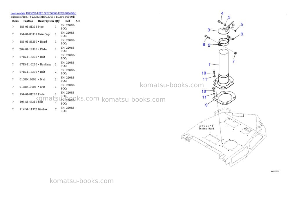 Komatsu D85EXI-18E0 S/N 26001-UP Parts catalog cover Page 4