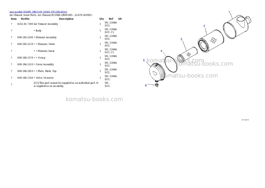 Komatsu D85PX-18E0 S/N 26001-UP Parts catalog cover Komatsu D85PX-18E0 S/N 26001-UP Parts catalog cover