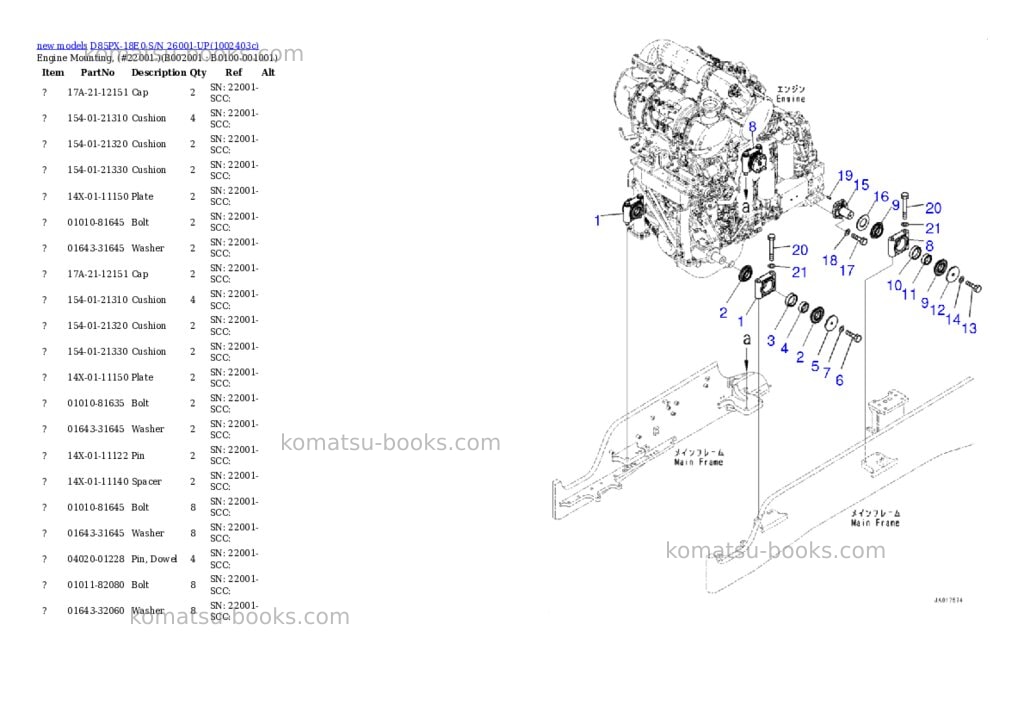 Komatsu D85PX-18E0 S/N 26001-UP Parts catalog cover Page 3 Komatsu D85PX-18E0 S/N 26001-UP Parts catalog cover Page 3