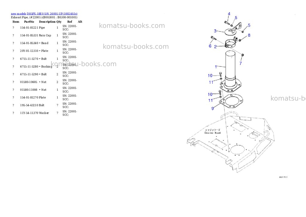 Komatsu D85PX-18E0 S/N 26001-UP Parts catalog cover Page 4 Komatsu D85PX-18E0 S/N 26001-UP Parts catalog cover Page 4
