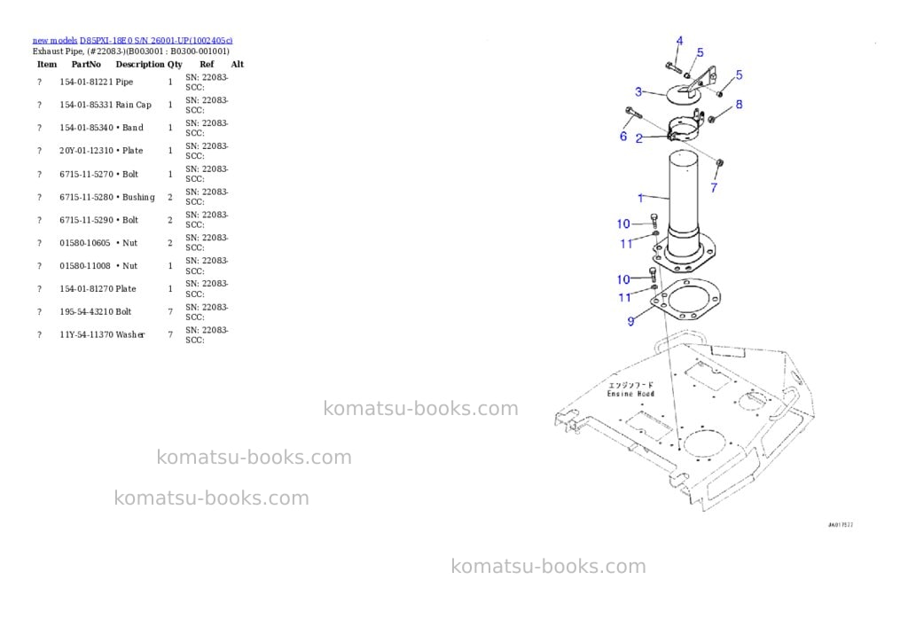 Komatsu D85PXI-18E0 S/N 26001-UP Parts catalog cover Page 4 Komatsu D85PXI-18E0 S/N 26001-UP Parts catalog cover Page 4