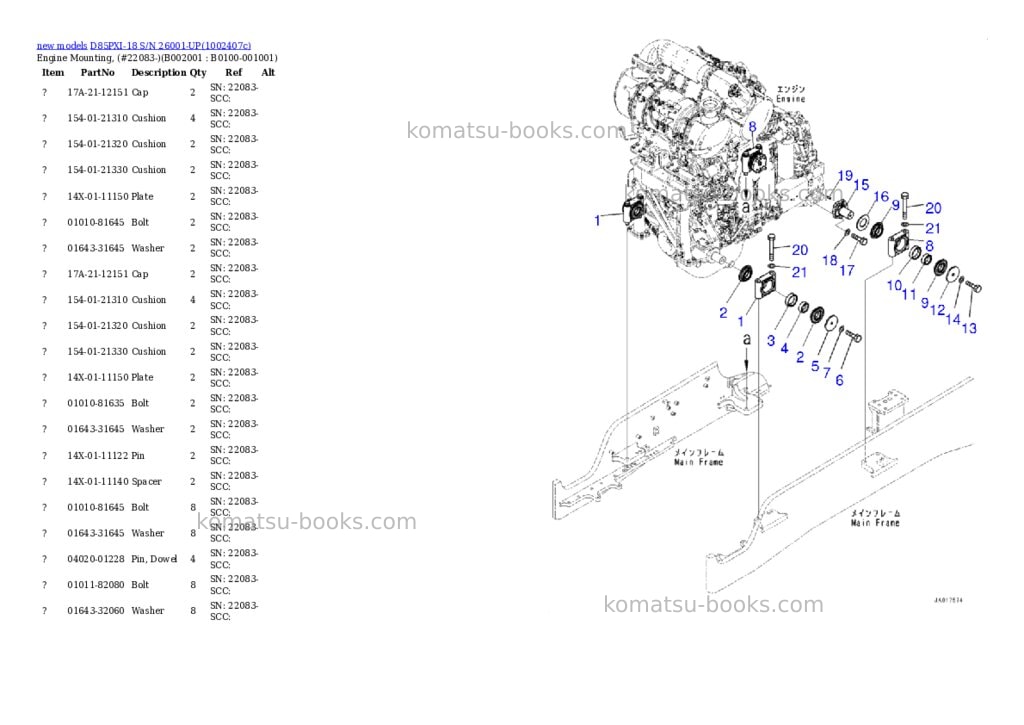 Komatsu D85PXI-18 S/N 26001-UP Parts catalog cover Page 3 Komatsu D85PXI-18 S/N 26001-UP Parts catalog cover Page 3