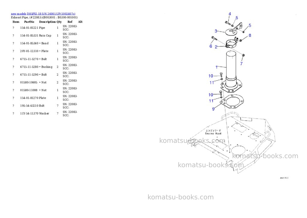Komatsu D85PXI-18 S/N 26001-UP Parts catalog cover Page 4 Komatsu D85PXI-18 S/N 26001-UP Parts catalog cover Page 4