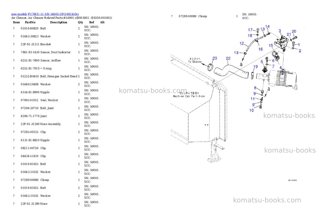 Komatsu PC78UU-11 S/N 56001-UP Parts catalog cover Page 4 Komatsu PC78UU-11 S/N 56001-UP Parts catalog cover Page 4
