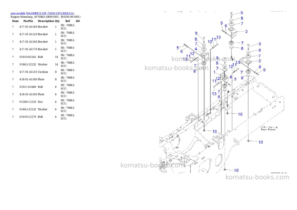 Komatsu WA200PZ-6 S/N 75001-UP Parts catalog cover