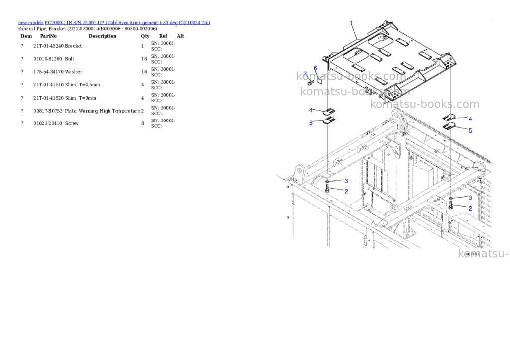 Komatsu PC2000-11R S/N 31001-UP (Cold Area Arrangement (-30 deg C)) Parts catalog cover Page 10