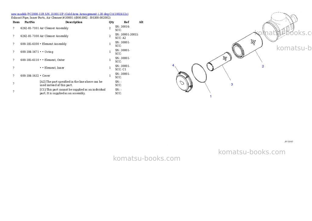 Komatsu PC2000-11R S/N 31001-UP (Cold Area Arrangement (-30 deg C)) Parts catalog cover Page 6