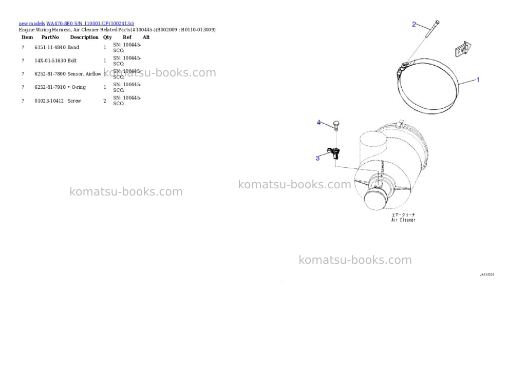 Komatsu WA470-8E0 S/N 110001-UP Parts catalog cover Page 10