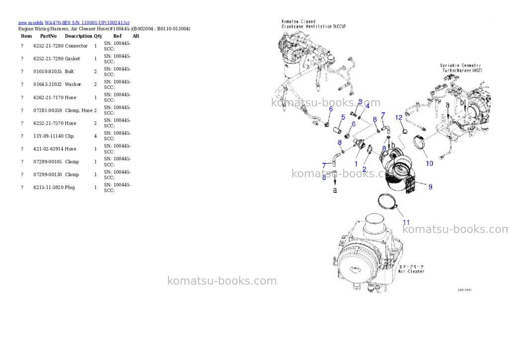 Komatsu WA470-8E0 S/N 110001-UP Parts catalog cover Page 5