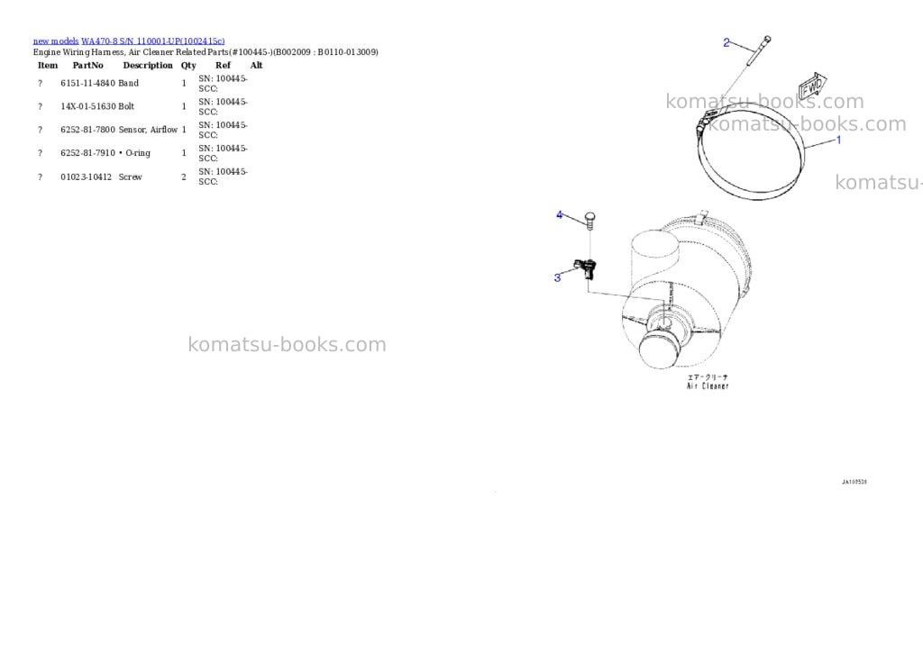 Komatsu WA470-8 S/N 110001-UP Parts catalog cover Page 10