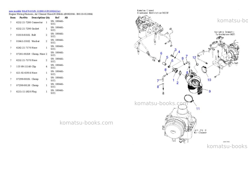 Komatsu WA470-8 S/N 110001-UP Parts catalog cover Page 5