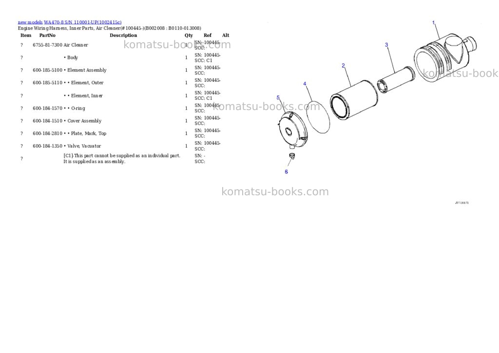 Komatsu WA470-8 S/N 110001-UP Parts catalog cover Page 9