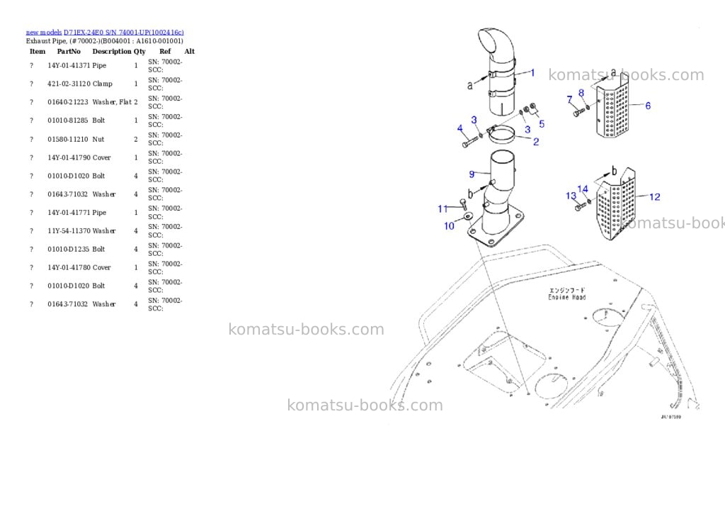 Komatsu D71EX-24E0 S/N 74001-UP Parts catalog cover Page 10