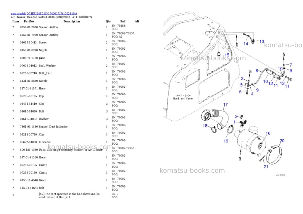 Komatsu D71EX-24E0 S/N 74001-UP Parts catalog cover Page 8