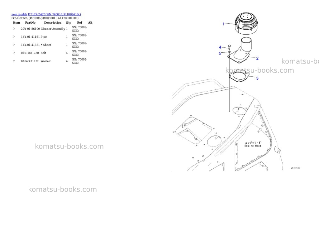 Komatsu D71EX-24E0 S/N 74001-UP Parts catalog cover Page 9