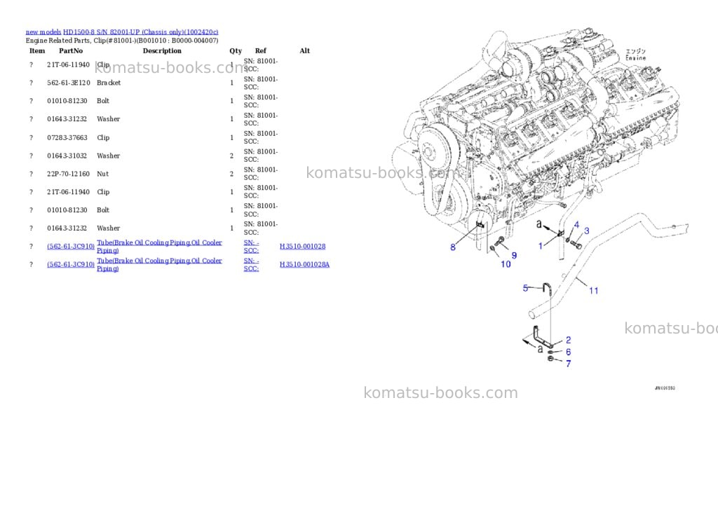 Komatsu HD1500-8 S/N 82001-UP (Chassis only) Parts catalog cover Page 10 Komatsu HD1500-8 S/N 82001-UP (Chassis only) Parts catalog cover Page 10